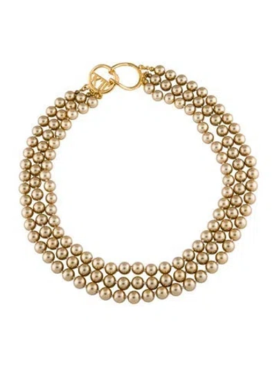 Pre-owned Kenneth Jay Lane Faux Pearl Multistrand Bead Necklace, 17"
