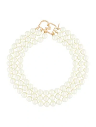 Pre-owned Kenneth Jay Lane Faux Pearl Multistrand Beaded Necklace, 17"