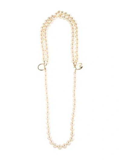 Pre-owned Kenneth Jay Lane Faux Pearl Multistrand Collar Necklace, 16"