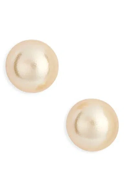 Kenneth Jay Lane Faux Pearl Stud Earrings In Gold