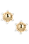 Kenneth Jay Lane Faux Pearl Stud Earrings In Gold