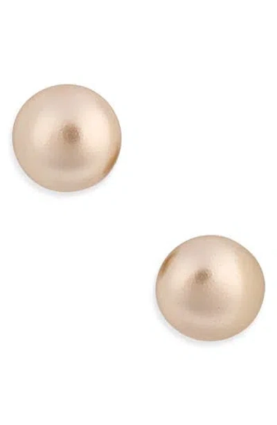 Kenneth Jay Lane Faux Pearl Stud Earrings In Gold