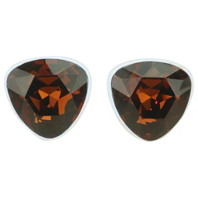 Pre-owned Kenneth Jay Lane Faux Topaz Crystal & Enamel Earrings In Multi