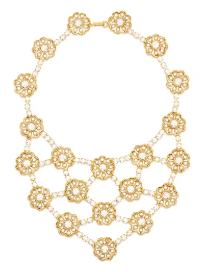 Kenneth Jay Lane Flower Cluster Bib Necklace In Gold