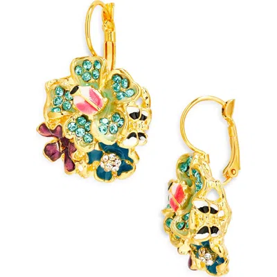 Kenneth Jay Lane Flower Cluster Lever-back Earrings In Gold