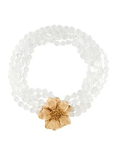 Pre-owned Kenneth Jay Lane Flower Multistrand Necklace, 19", 19"