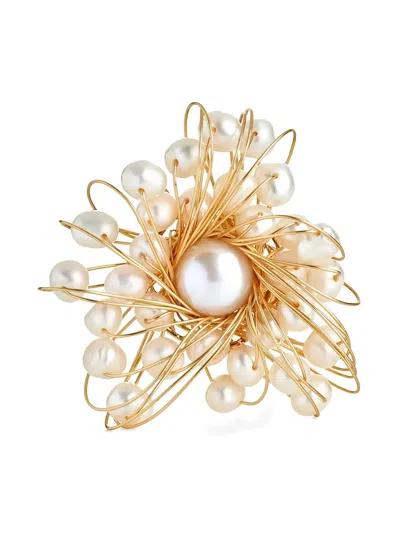 Kenneth Jay Lane Flower Pin In Gold