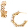 Kenneth Jay Lane Freshwater Pearl Hoop Earrings In Gold