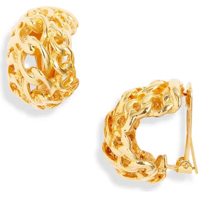 Kenneth Jay Lane Frozen Chain Huggie Earrings In Gold