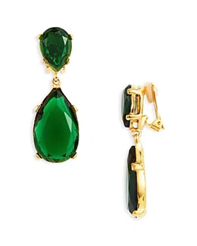 Kenneth Jay Lane Emerald-color Crystal Double-teardrop Earrings