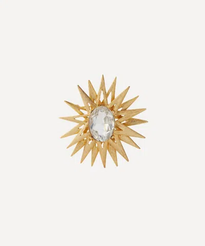 Kenneth Jay Lane Gold-plated Crystal Centre Starburst Pin