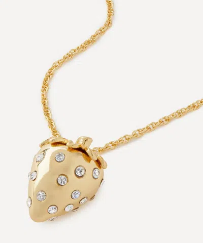 Kenneth Jay Lane Gold-plated Crystal Strawberry Pendant Necklace