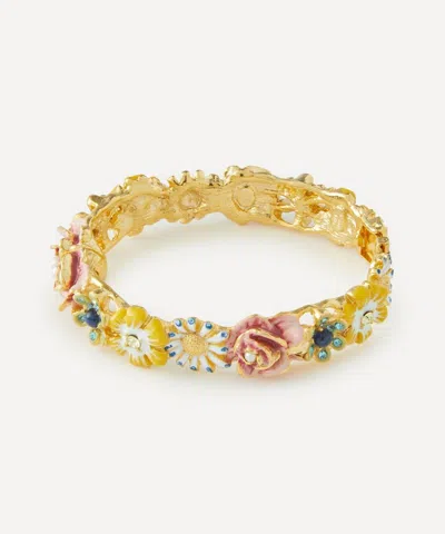 Kenneth Jay Lane Gold-plated Enamel Flower Bangle