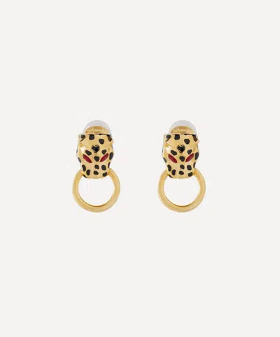 Kenneth Jay Lane Gold-plated Leopard Head Earrings