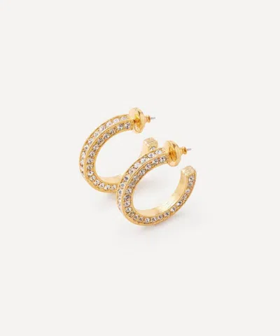 Kenneth Jay Lane Gold-plated Pave Crystal Hoop Earrings