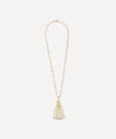 Kenneth Jay Lane Gold-plated Pearl And Crystal Tassel Necklace