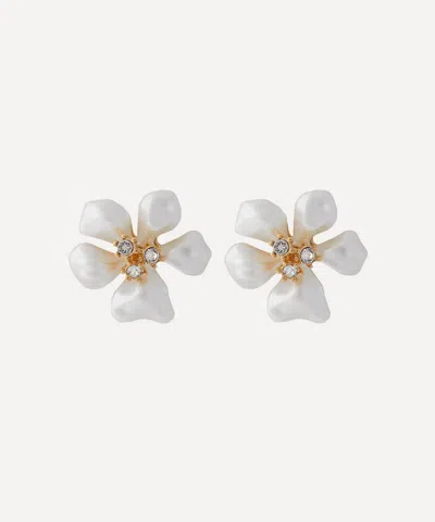 Kenneth Jay Lane Gold-plated Pearl Flower Clip-on Earrings In White
