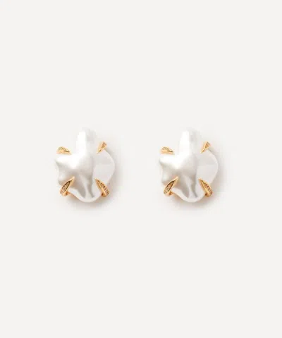 Kenneth Jay Lane Gold-plated Pearl Rhinestone Claw Stud Earrings