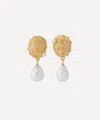 Kenneth Jay Lane Gold-plated Seashell Pearl Drop Clip-on Earrings In Gold