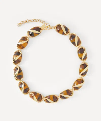 Kenneth Jay Lane Gold-plated Tortoise Lobster Claw Necklace In Purple