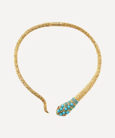 Kenneth Jay Lane Gold-plated Turquoise And Ruby Snake Collar Necklace