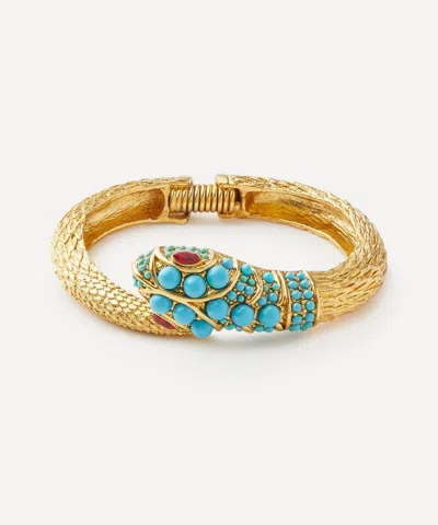 Kenneth Jay Lane Gold-plated Turquoise And Ruby Snake Cuff Bracelet