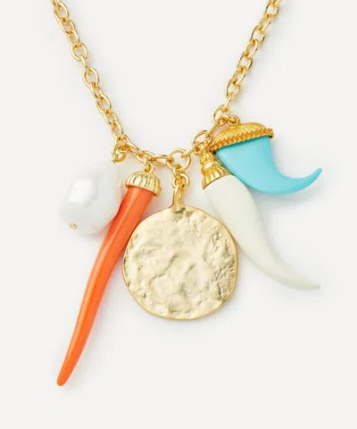 Kenneth Jay Lane Gold-plated Turquoise Chain And Multi Pendant Necklace
