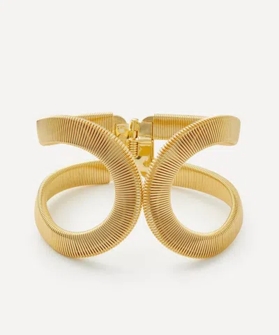Kenneth Jay Lane Gold-plated Wide Ridge Curved Open Cuff Bracelet