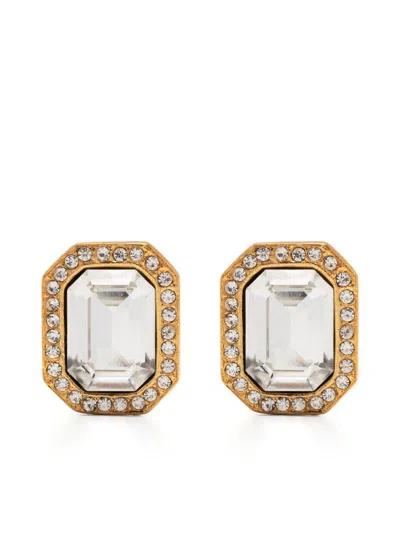 Kenneth Jay Lane Crystal-embellished Clip-on Earrings In Silver