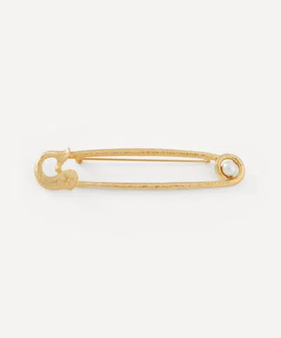 Kenneth Jay Lane Gold-plated Pearl Safety Pin Brooch