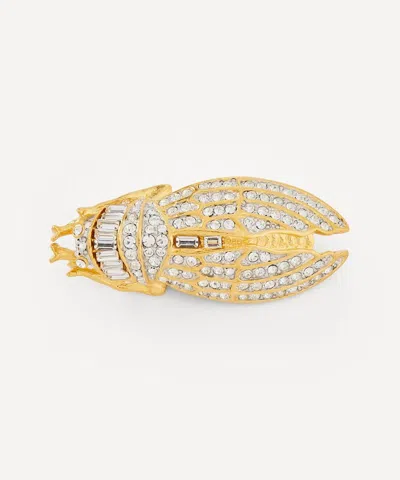 Kenneth Jay Lane Gold-plated Two-tone Crystal Cicada Brooch
