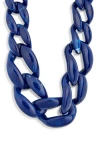 Kenneth Jay Lane Gradient Lapis Link Necklace In Lapis