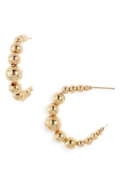 Kenneth Jay Lane Graduated Ball Hoop Earrings In Gold