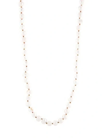 Pre-owned Kenneth Jay Lane Graduated Pearl Strand Necklace, 38" In White