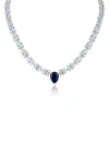 Kenneth Jay Lane Graduating Pear Cubic Zirconia Necklace In Blue/silver