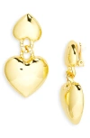 Kenneth Jay Lane Heart Drop Clip-on Earrings In Gold