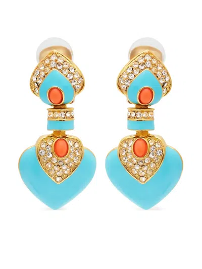 Kenneth Jay Lane Heart Drop Earrings In Blue