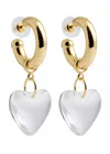 Kenneth Jay Lane Heart-embellished Hoop Earrings In Gold