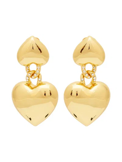 Kenneth Jay Lane Heart-motif Earrings In Gold