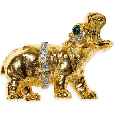 Kenneth Jay Lane Hippo Pin In Gold