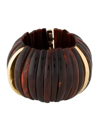Pre-owned Kenneth Jay Lane Horn Stretch Bombe Bracelet, 6" In Multi