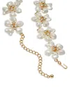 Kenneth Jay Lane Imitation Pearl & Crystal Flower Statement Necklace, 15-19 In White/gold