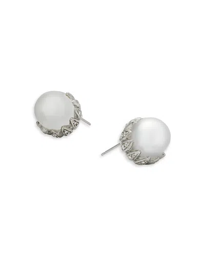 Kenneth Jay Lane Imitation Pearl & Crystal Stud Earrings