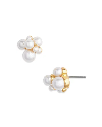 Kenneth Jay Lane Pearl Cluster Stud Earrings In Gold