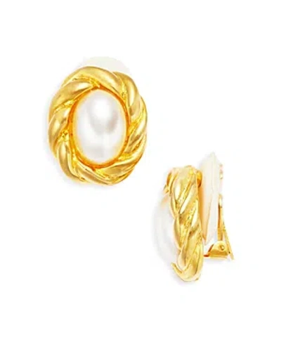Kenneth Jay Lane Imitation Pearl Rope Clip On Earrings In Gold