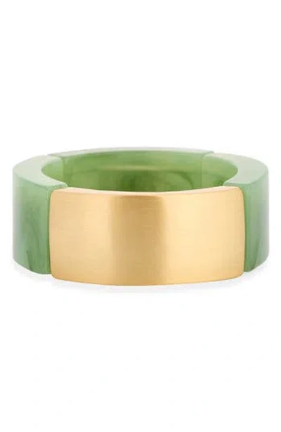 Kenneth Jay Lane Jade Resin & Metal Bracelet In Gold