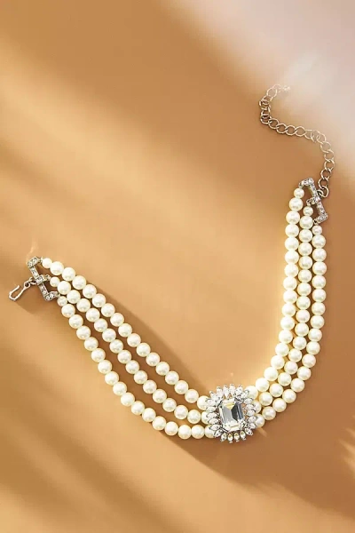 Kenneth Jay Lane Jewel & Pearl Choker Necklace In White