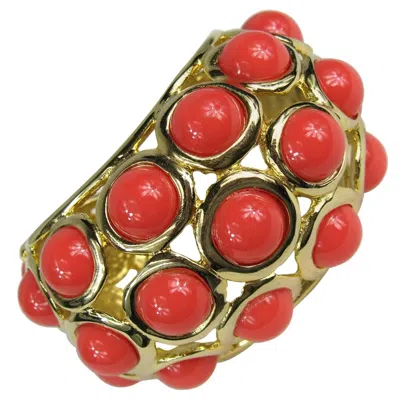 Pre-owned Kenneth Jay Lane Kenneth J. Lane Kjl Faux Coral Large Bangle Bracelet Vintage In Red
