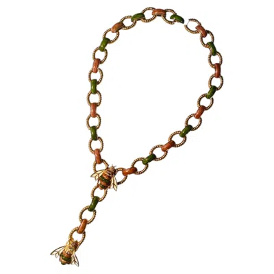 Pre-owned Kenneth Jay Lane Kenneth Jay Kane K.j.l. 1970s / 1980s Gold & Enamel Bee Pendant Necklace In Multiple
