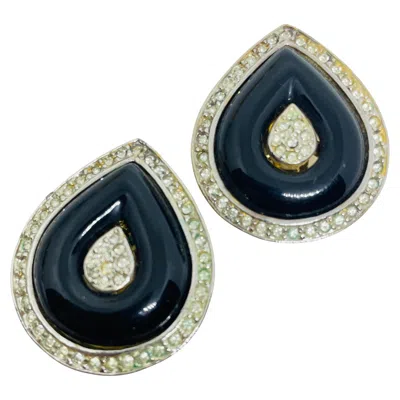 Pre-owned Kenneth Jay Lane Kenneth Lane Signed Vintage Gold Resin Rhinestones Designer Clip On Earrings In Multi